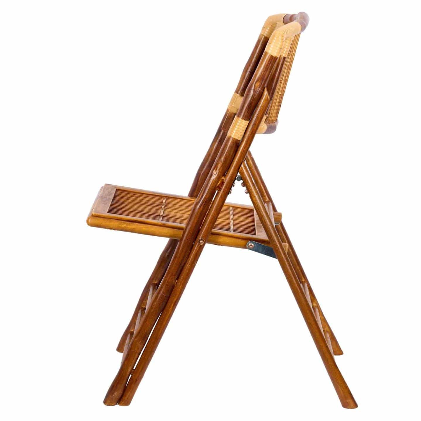 Chivari 40 Pack Synthetic Bamboo Folding Chairs with Steel Skeleton Frame CFBAM-ST-AX-40