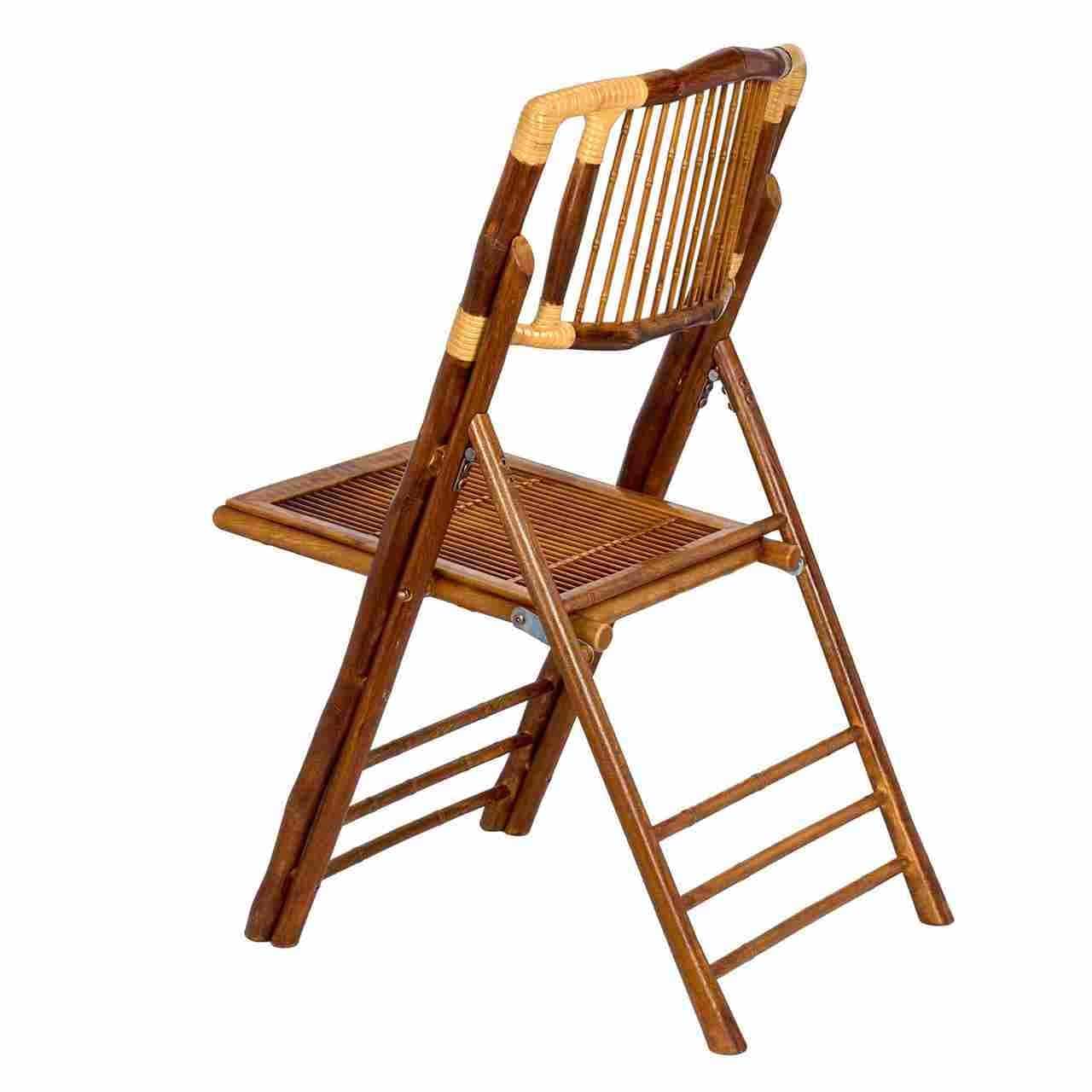 Chivari 40 Pack Synthetic Bamboo Folding Chairs with Steel Skeleton Frame CFBAM-ST-AX-40