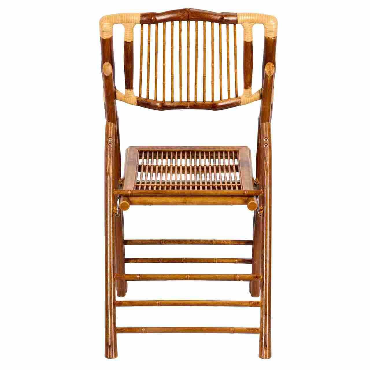 Chivari 40 Pack Synthetic Bamboo Folding Chairs with Steel Skeleton Frame CFBAM-ST-AX-40
