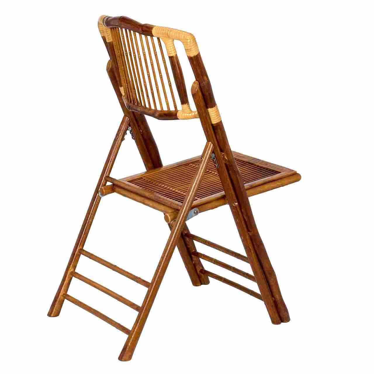 Chivari 40 Pack Synthetic Bamboo Folding Chairs with Steel Skeleton Frame CFBAM-ST-AX-40