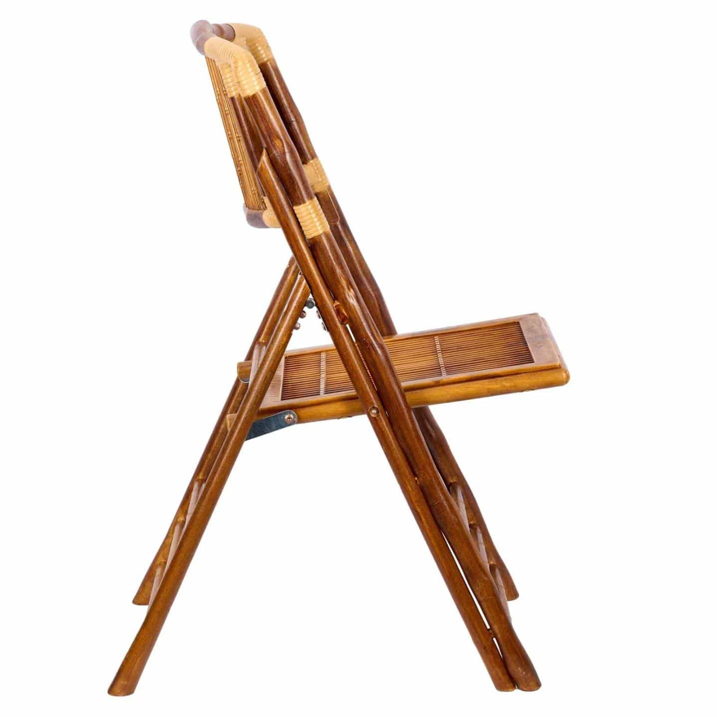 Chivari 40 Pack Synthetic Bamboo Folding Chairs with Steel Skeleton Frame CFBAM-ST-AX-40