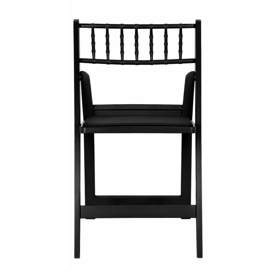 Chivari Black WoodGrain Resin Folding Chiavari Style Chair with Black Vinyl Cushion CFCRBB-AX