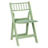Sage Green WoodGrain Resin Folding Chiavari Style Chair with Sage Green Cushion