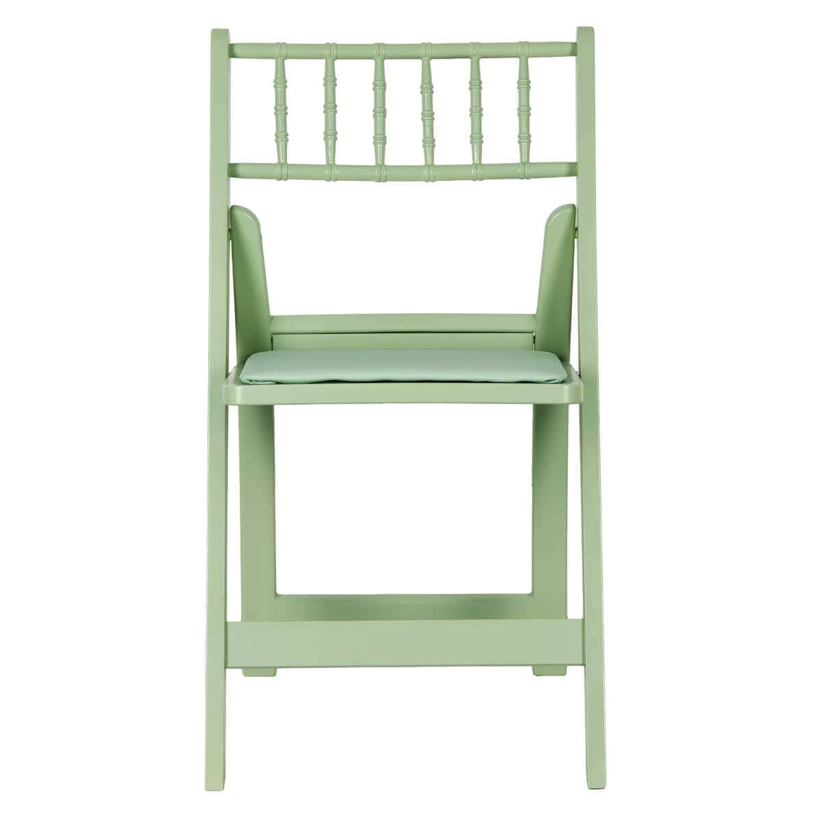 Chivari Sage Green WoodGrain Resin Folding Chiavari Style Chair with Sage Green Cushion CFCRSGB-AX