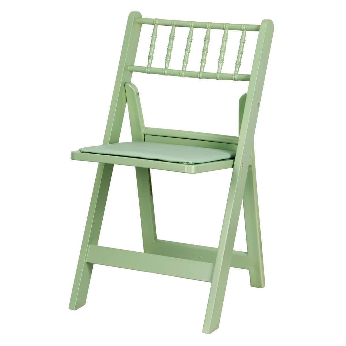 Chivari Sage Green WoodGrain Resin Folding Chiavari Style Chair with Sage Green Cushion CFCRSGB-AX