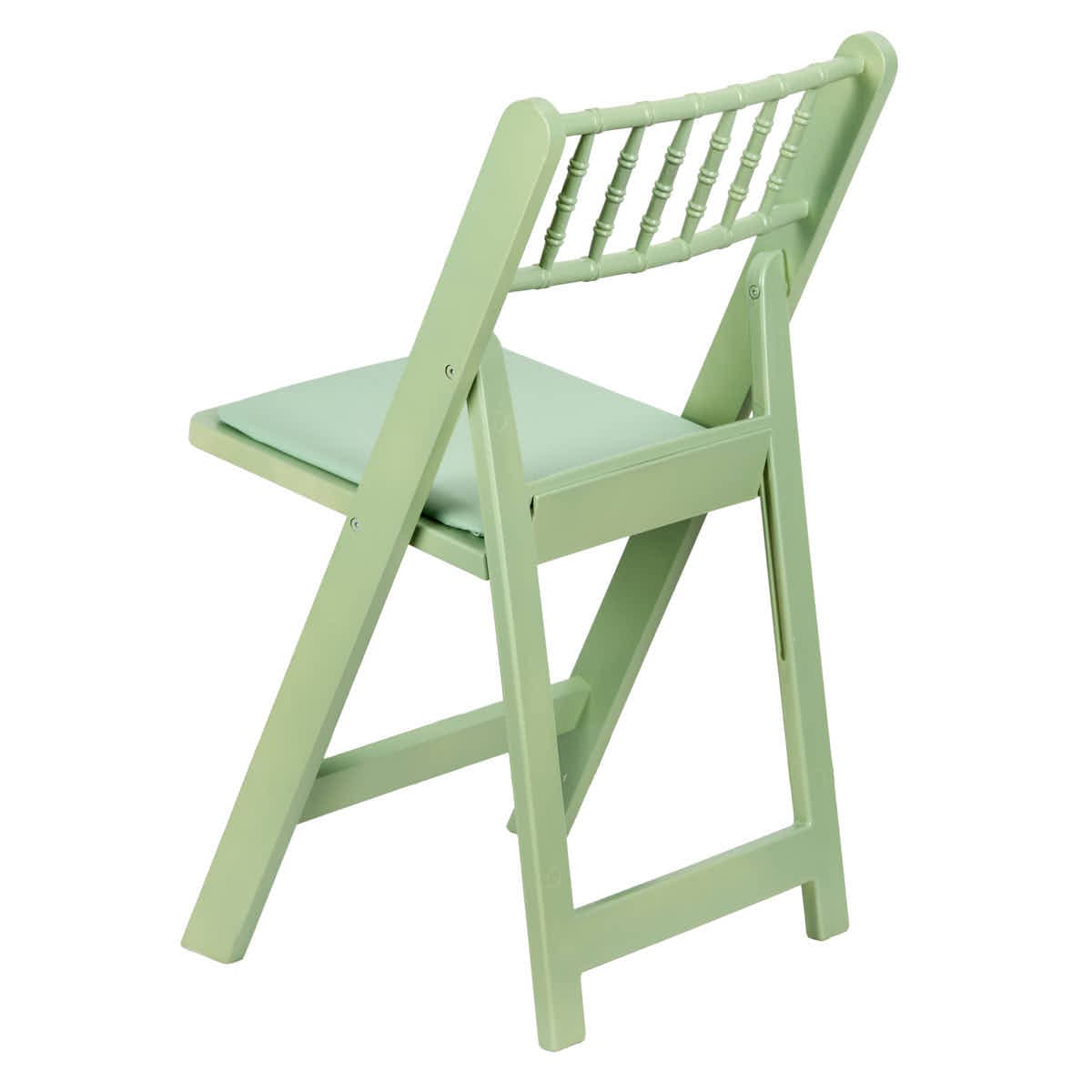 Chivari Sage Green WoodGrain Resin Folding Chiavari Style Chair with Sage Green Cushion CFCRSGB-AX