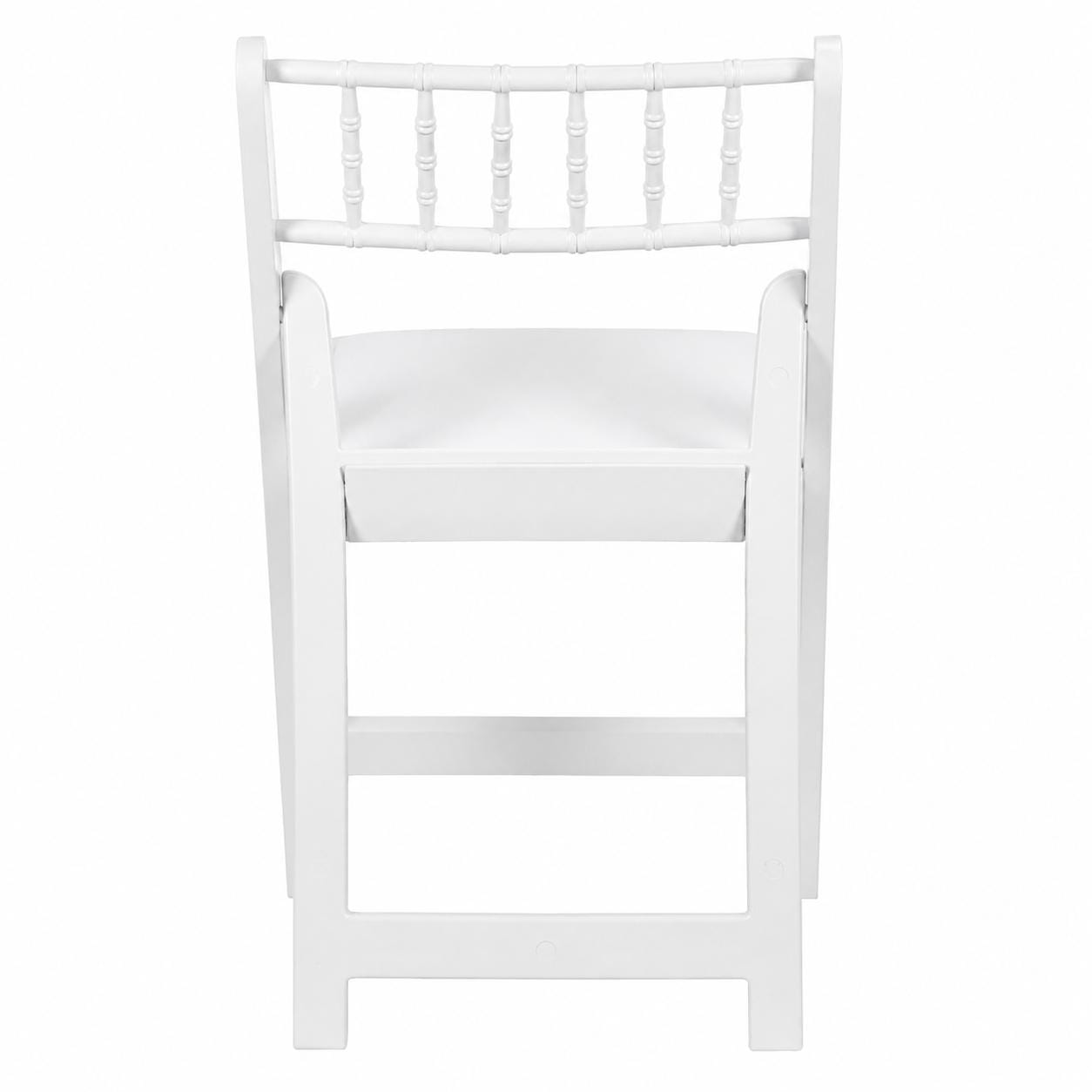 Chivari White WoodGrain Resin Folding Chiavari Style Chair with White Vinyl Cushion CFCRWB-AX