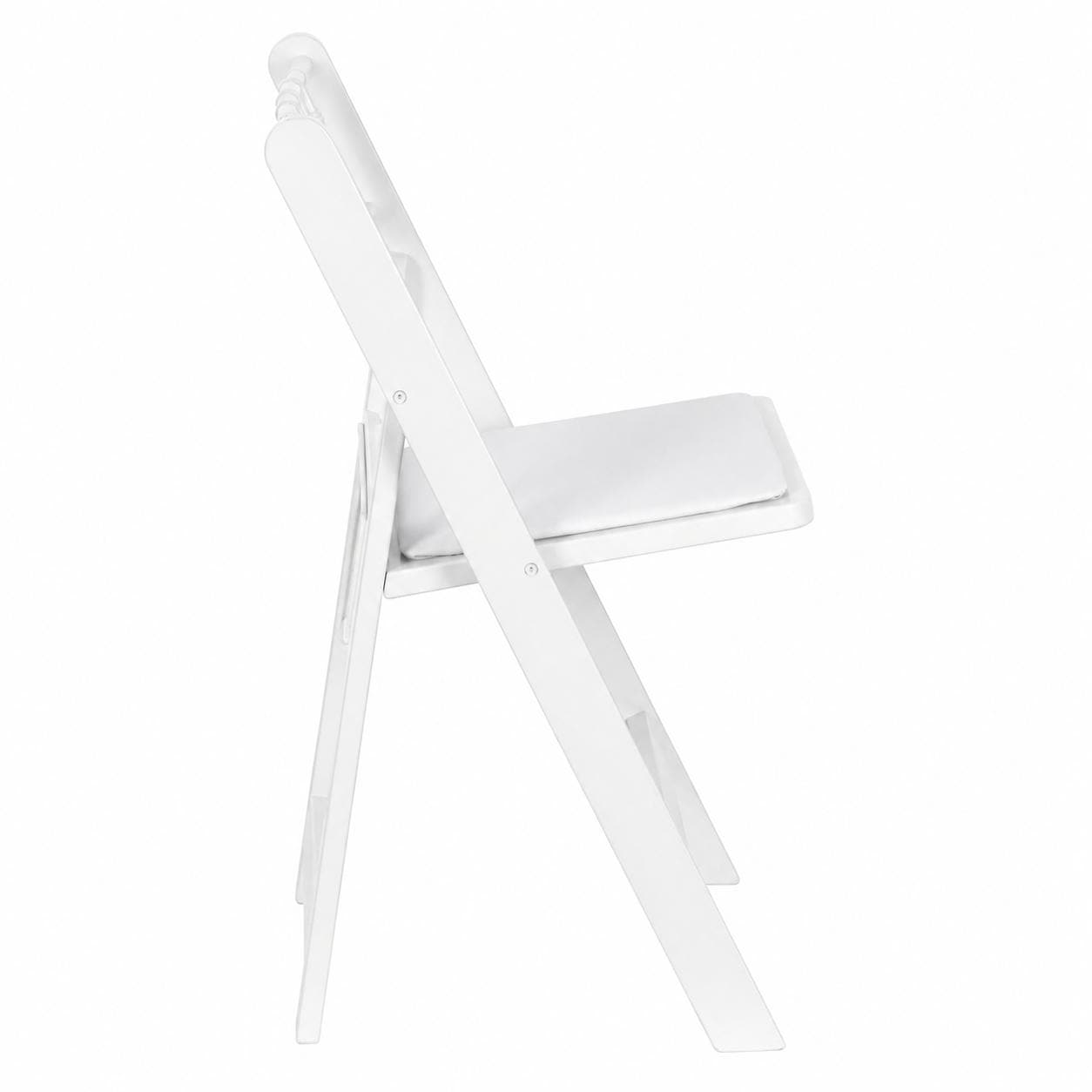 Chivari White WoodGrain Resin Folding Chiavari Style Chair with White Vinyl Cushion CFCRWB-AX