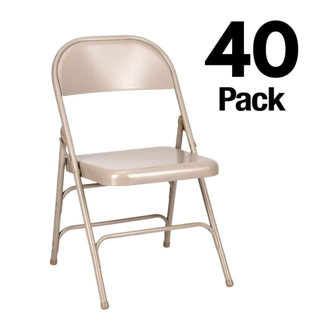 Chivari 40 Pack Beige Metal Folding Chair CFMBE-CX-T-40
