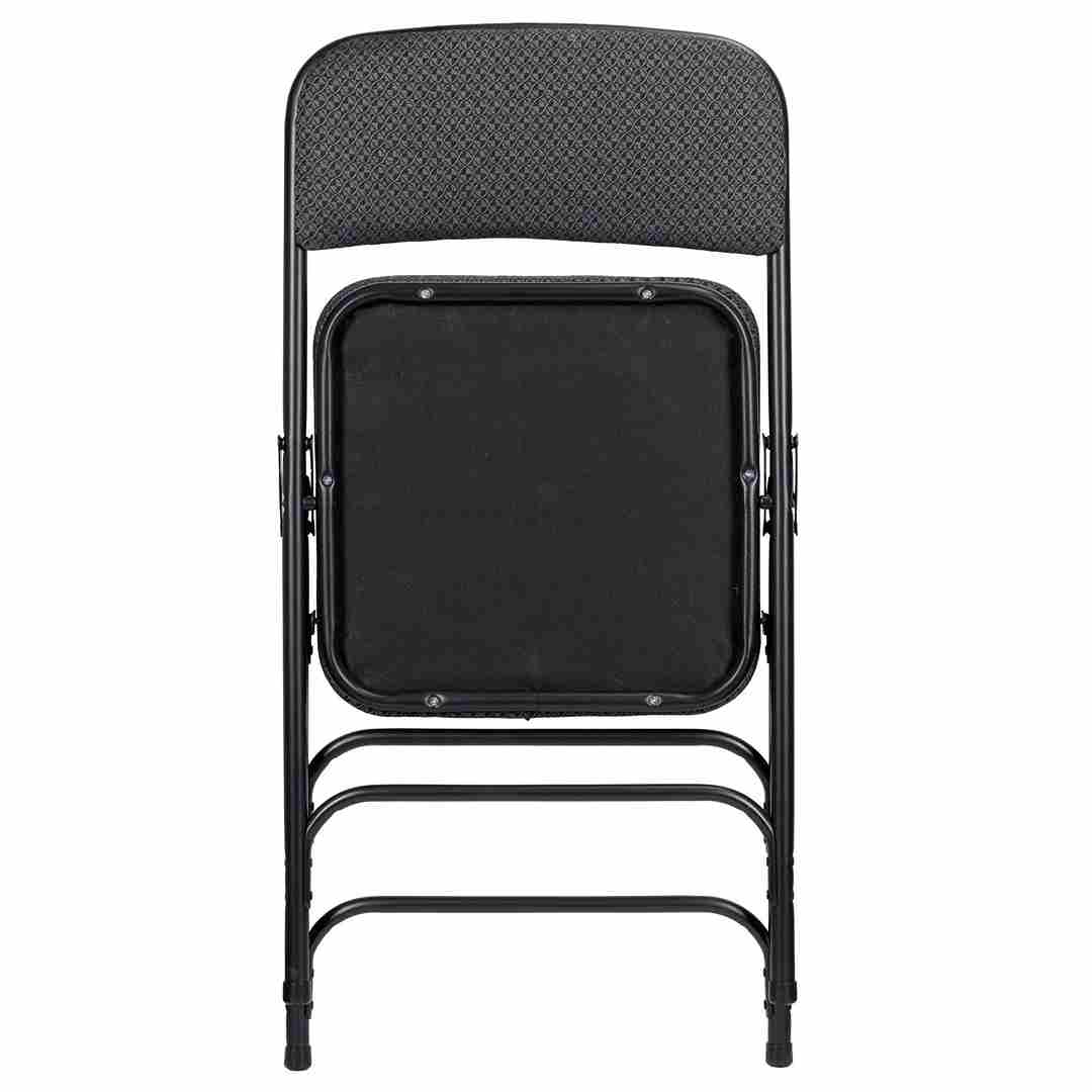 Chivari Black 2.5" Fabric Cushion Folding Metal Chair with Matching Frame and 3 Curved Bars CFMFB2-CX-T