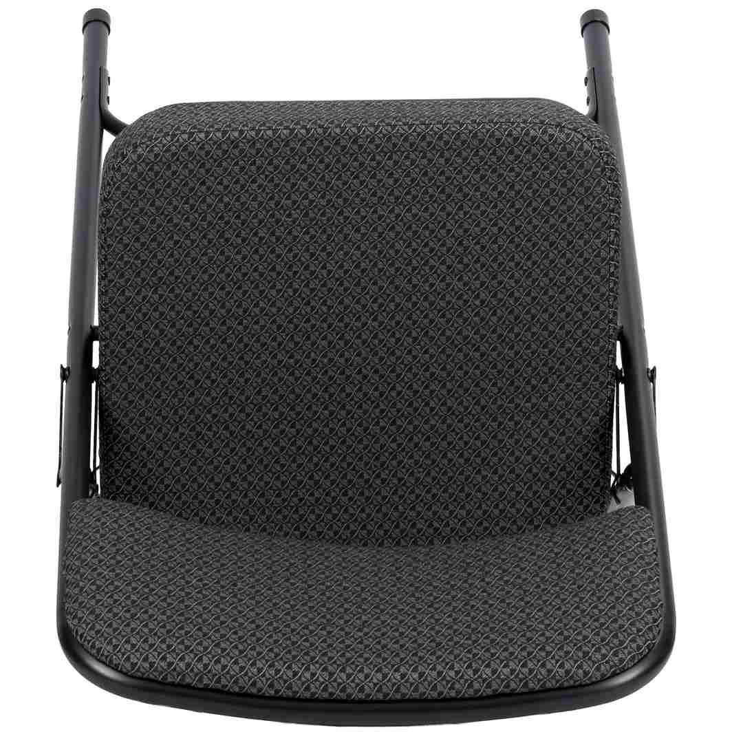 Chivari Black 2.5" Fabric Cushion Folding Metal Chair with Matching Frame and 3 Curved Bars CFMFB2-CX-T