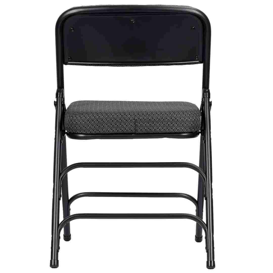 Chivari Black 2.5" Fabric Cushion Folding Metal Chair with Matching Frame and 3 Curved Bars CFMFB2-CX-T