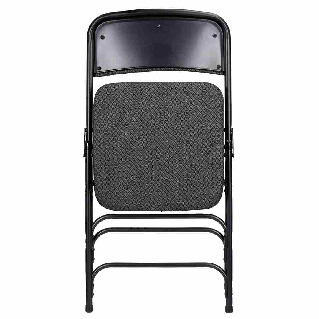 Chivari Black 2.5" Fabric Cushion Folding Metal Chair with Matching Frame and 3 Curved Bars CFMFB2-CX-T