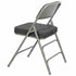 Chivari Black 2.5" Fabric Seat Folding Metal Chair with Gray Frame and 3 Curved Bars CFMFBGR2-CX-T