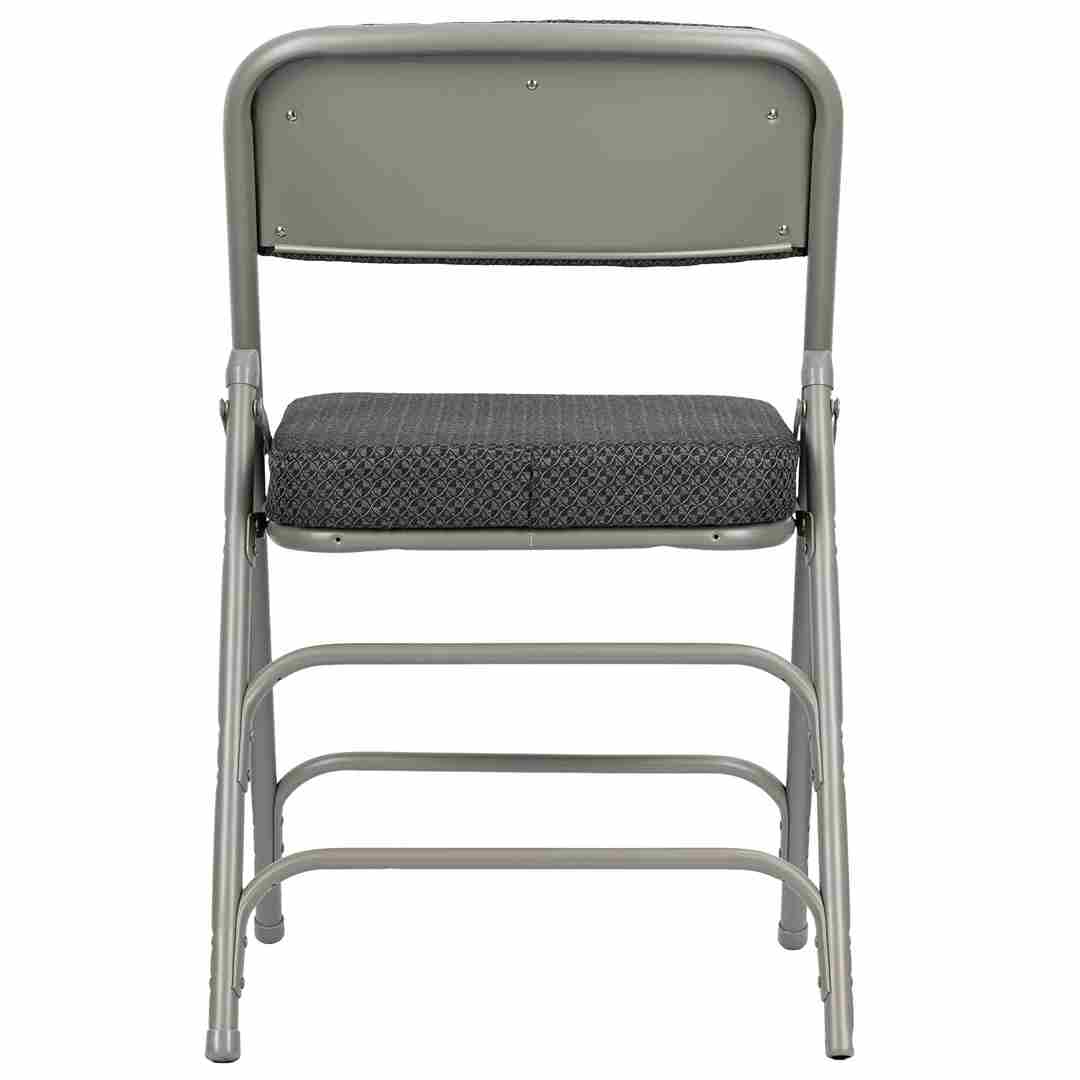 Chivari Black 2.5" Fabric Seat Folding Metal Chair with Gray Frame and 3 Curved Bars CFMFBGR2-CX-T