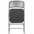 Chivari Black 2.5" Fabric Seat Folding Metal Chair with Gray Frame and 3 Curved Bars CFMFBGR2-CX-T