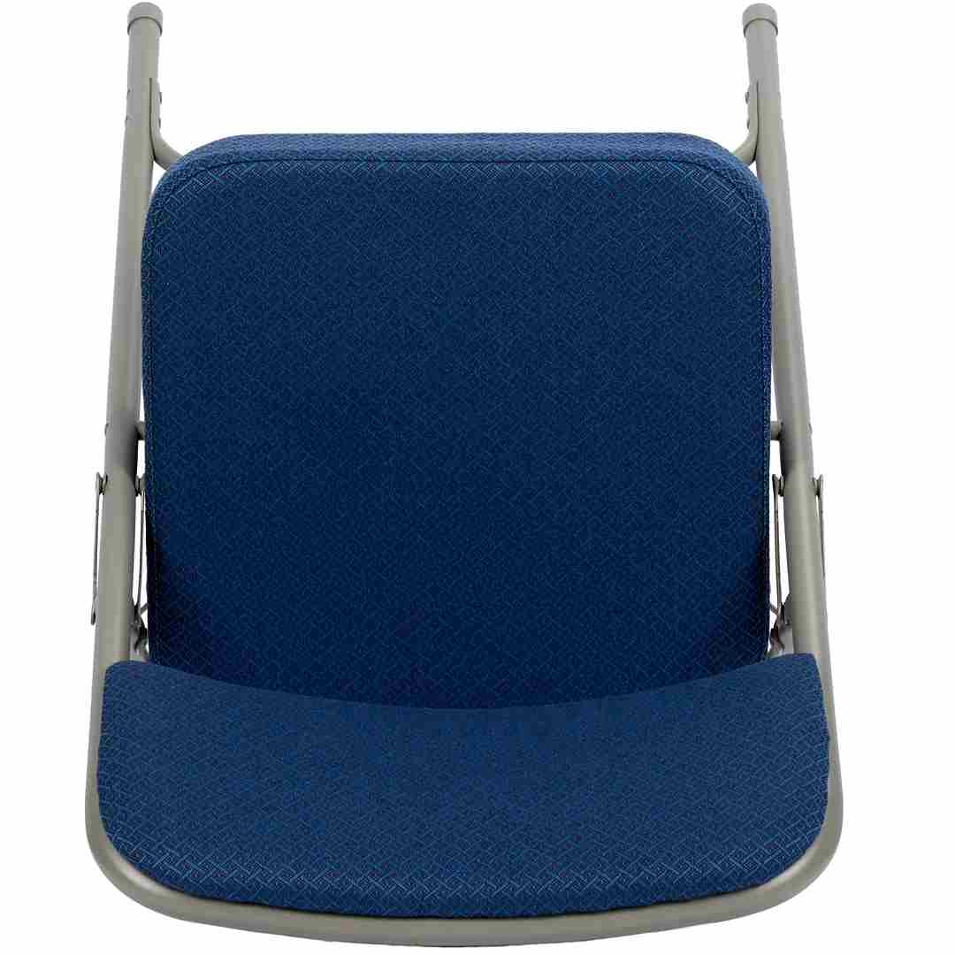 Chivari Blue 2.5" Fabric Cushion Folding Metal Chair with Gray Frame and 3 Curved Bars CFMFBLGR2-CX-T