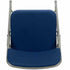 Chivari Blue 2.5" Fabric Cushion Folding Metal Chair with Gray Frame and 3 Curved Bars CFMFBLGR2-CX-T