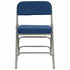 Chivari Blue 2.5" Fabric Cushion Folding Metal Chair with Gray Frame and 3 Curved Bars CFMFBLGR2-CX-T