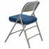 Chivari Blue 2.5" Fabric Cushion Folding Metal Chair with Gray Frame and 3 Curved Bars CFMFBLGR2-CX-T
