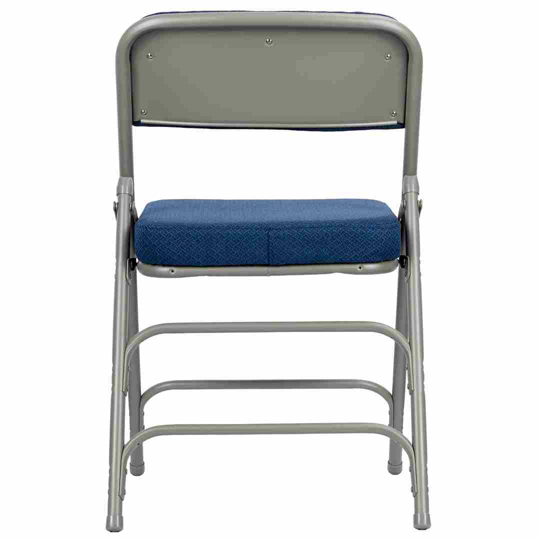 Chivari Blue 2.5" Fabric Cushion Folding Metal Chair with Gray Frame and 3 Curved Bars CFMFBLGR2-CX-T