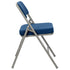 Chivari Blue 2.5" Fabric Cushion Folding Metal Chair with Gray Frame and 3 Curved Bars CFMFBLGR2-CX-T