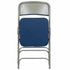 Chivari Blue 2.5" Fabric Cushion Folding Metal Chair with Gray Frame and 3 Curved Bars CFMFBLGR2-CX-T