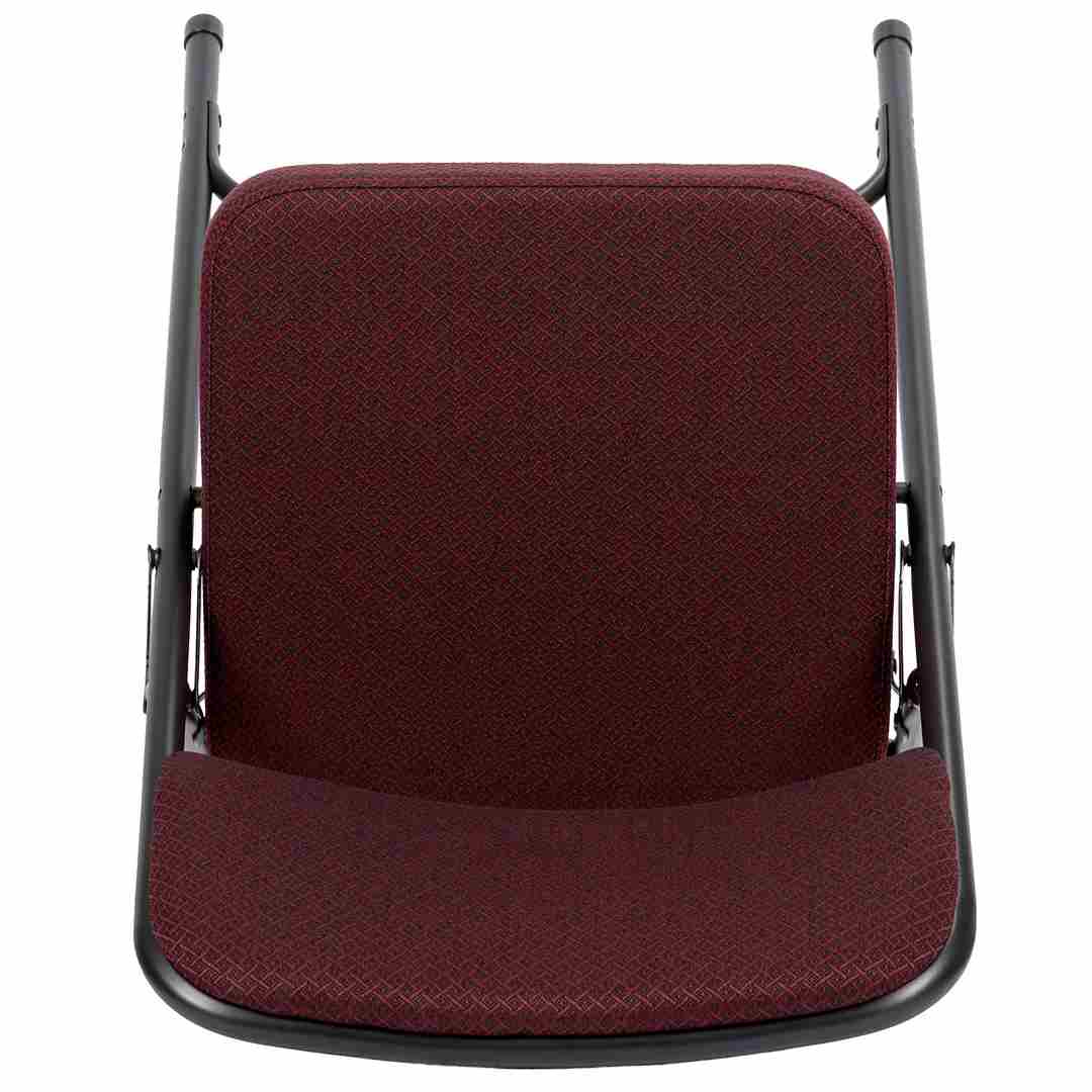 Chivari Burgundy 2.5" Fabric Cushion Folding Metal Chair with Black Frame and 3 Curved Bars CFMFBUB2-CX-T