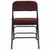 Chivari Burgundy 2.5" Fabric Cushion Folding Metal Chair with Black Frame and 3 Curved Bars CFMFBUB2-CX-T