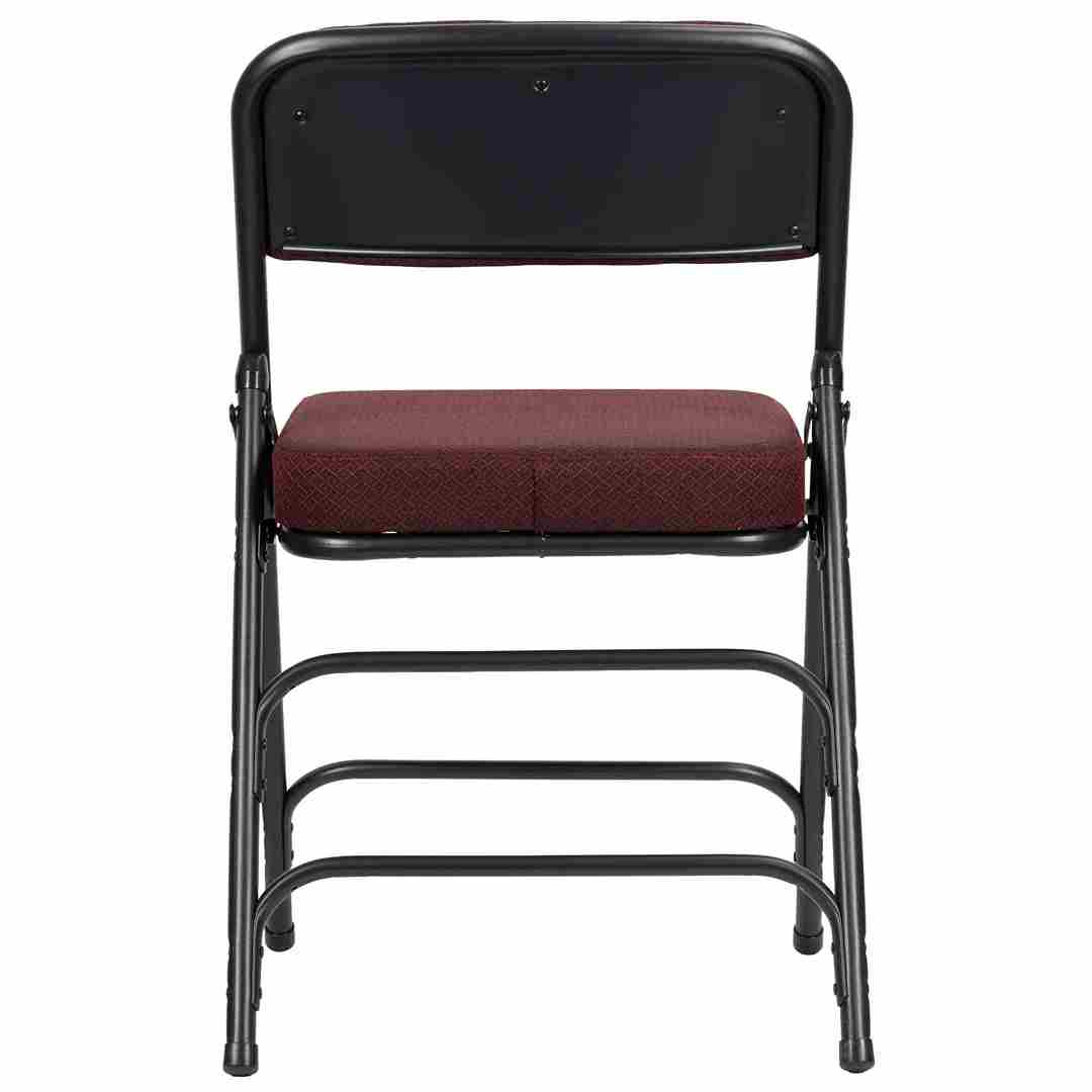 Chivari Burgundy 2.5" Fabric Cushion Folding Metal Chair with Black Frame and 3 Curved Bars CFMFBUB2-CX-T