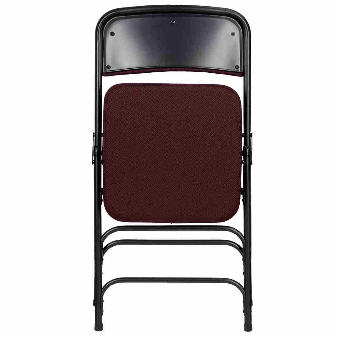 Chivari Burgundy 2.5" Fabric Cushion Folding Metal Chair with Black Frame and 3 Curved Bars CFMFBUB2-CX-T