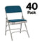 Chivari 40 Pack Navy Blue Metal Folding Chairs with Blue Fabric Cushions CFMFNBGR1-CX-T-40