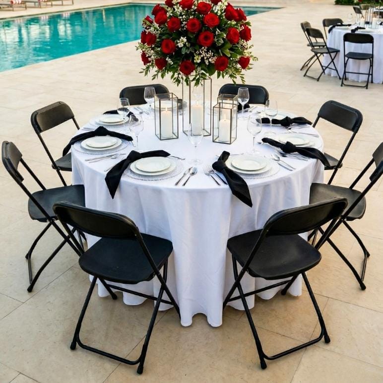 Chivari 48" (4 Foot) Round Heavy Duty Plastic Folding Table TPLSRD48-LF-T
