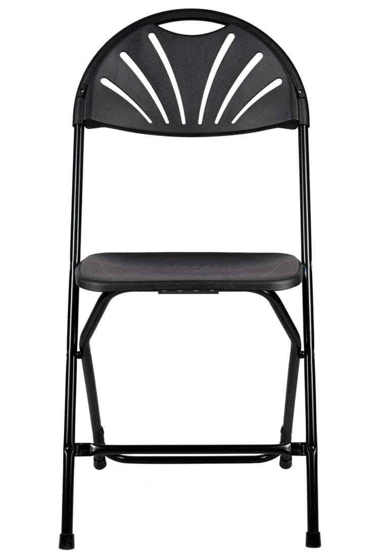 Chivari 200 Pack Black Fan Back Folding Chair (Steel-Poly Chair) CFPB-FAN-CX-T-200