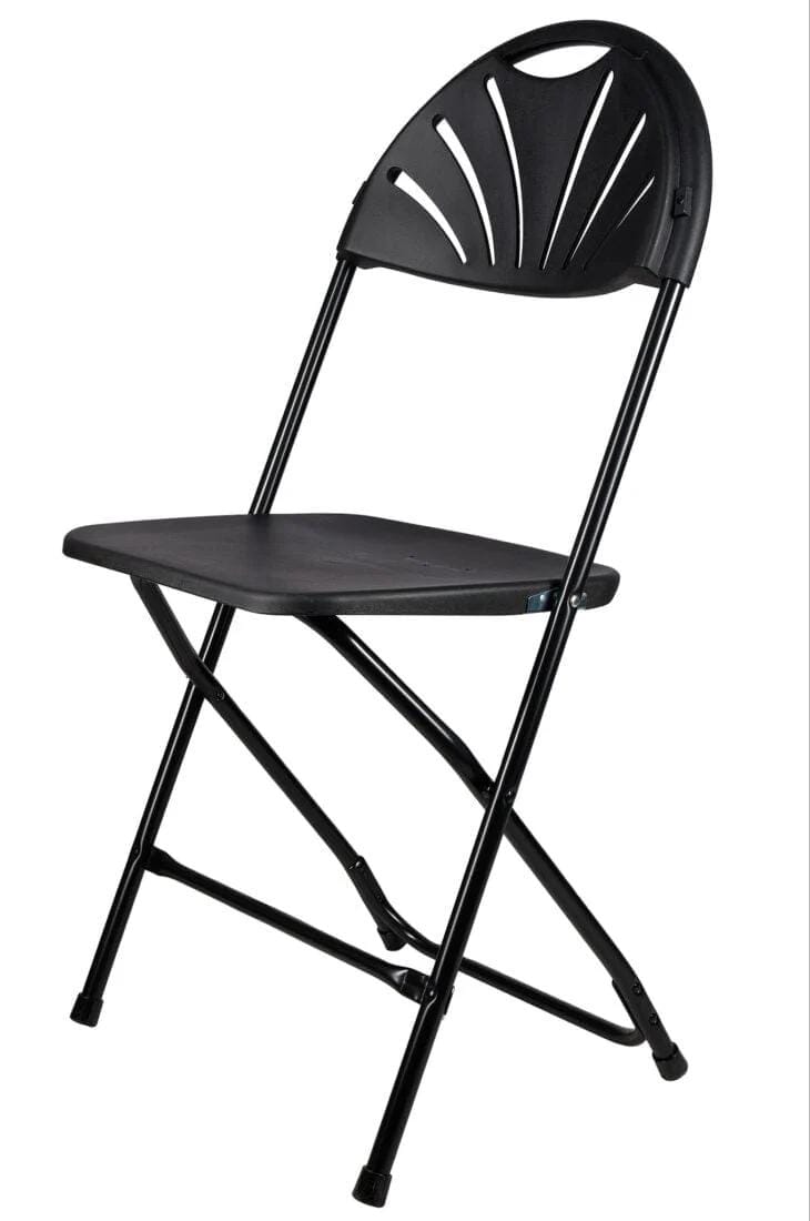 Chivari 200 Pack Black Fan Back Folding Chair (Steel-Poly Chair) CFPB-FAN-CX-T-200
