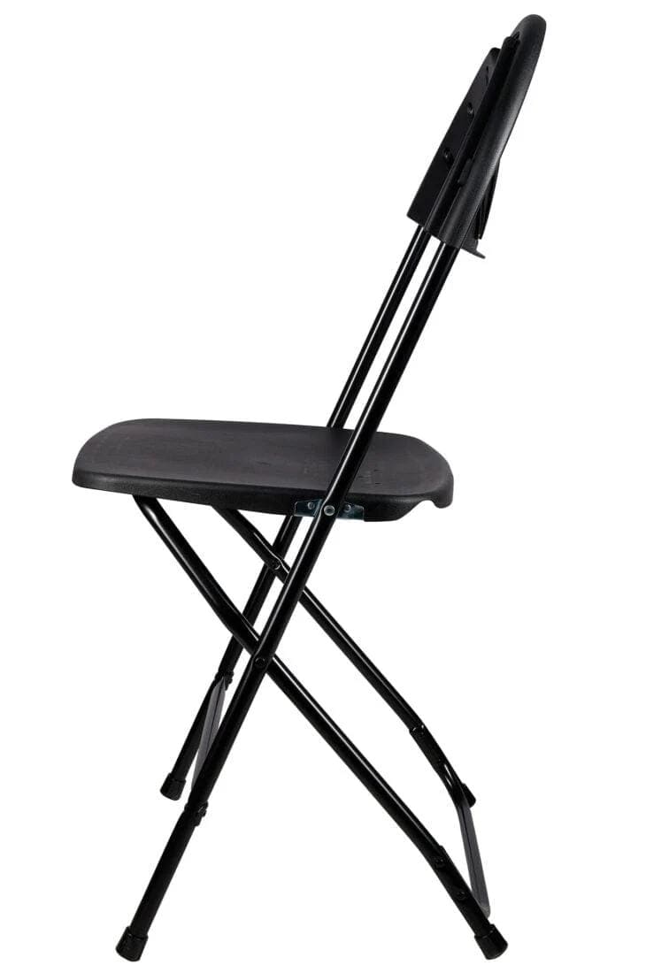 Chivari 200 Pack Black Fan Back Folding Chair (Steel-Poly Chair) CFPB-FAN-CX-T-200