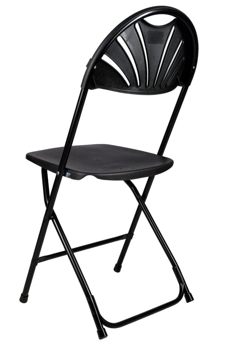 Chivari 200 Pack Black Fan Back Folding Chair (Steel-Poly Chair) CFPB-FAN-CX-T-200