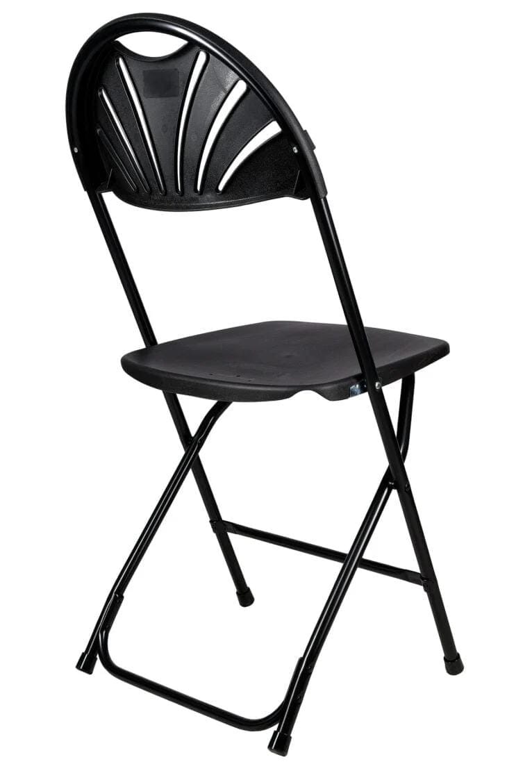 Chivari 200 Pack Black Fan Back Folding Chair (Steel-Poly Chair) CFPB-FAN-CX-T-200