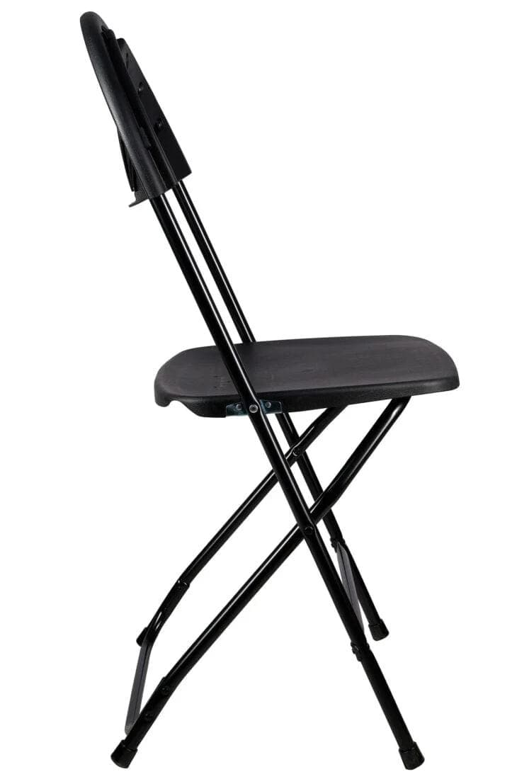 Chivari 200 Pack Black Fan Back Folding Chair (Steel-Poly Chair) CFPB-FAN-CX-T-200