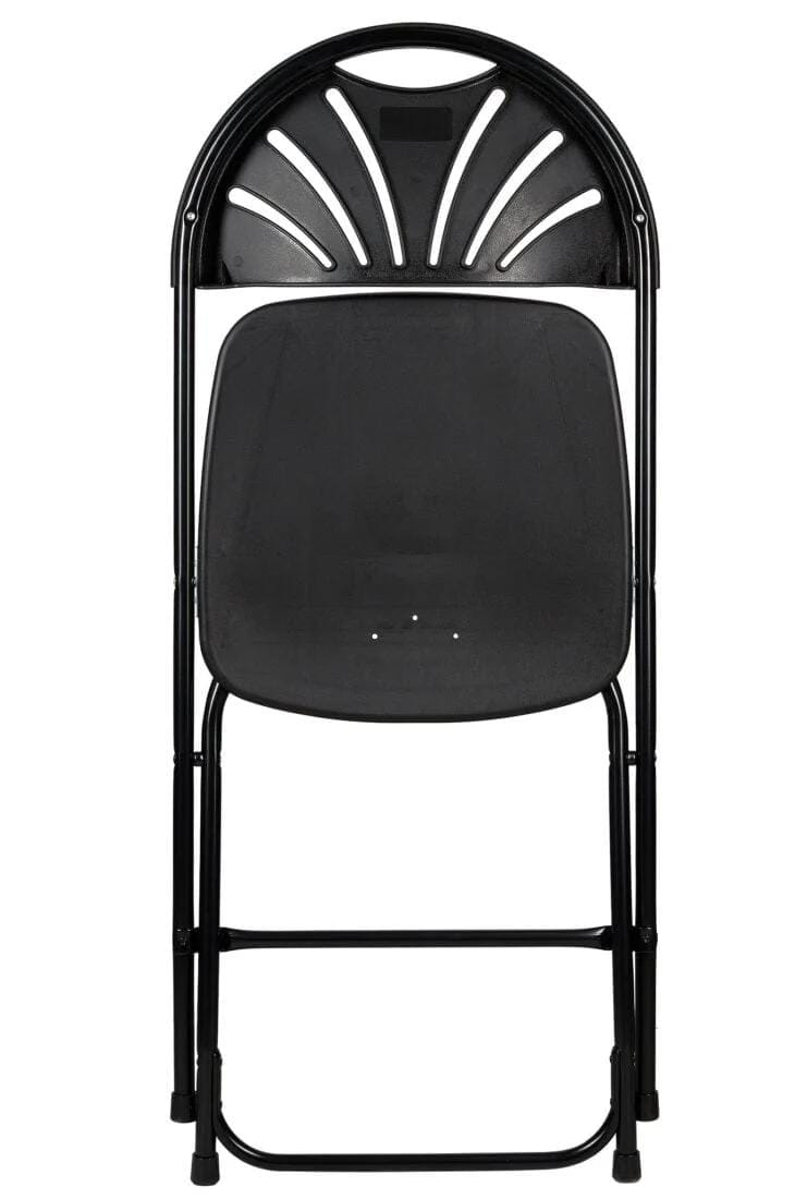 Chivari 200 Pack Black Fan Back Folding Chair (Steel-Poly Chair) CFPB-FAN-CX-T-200