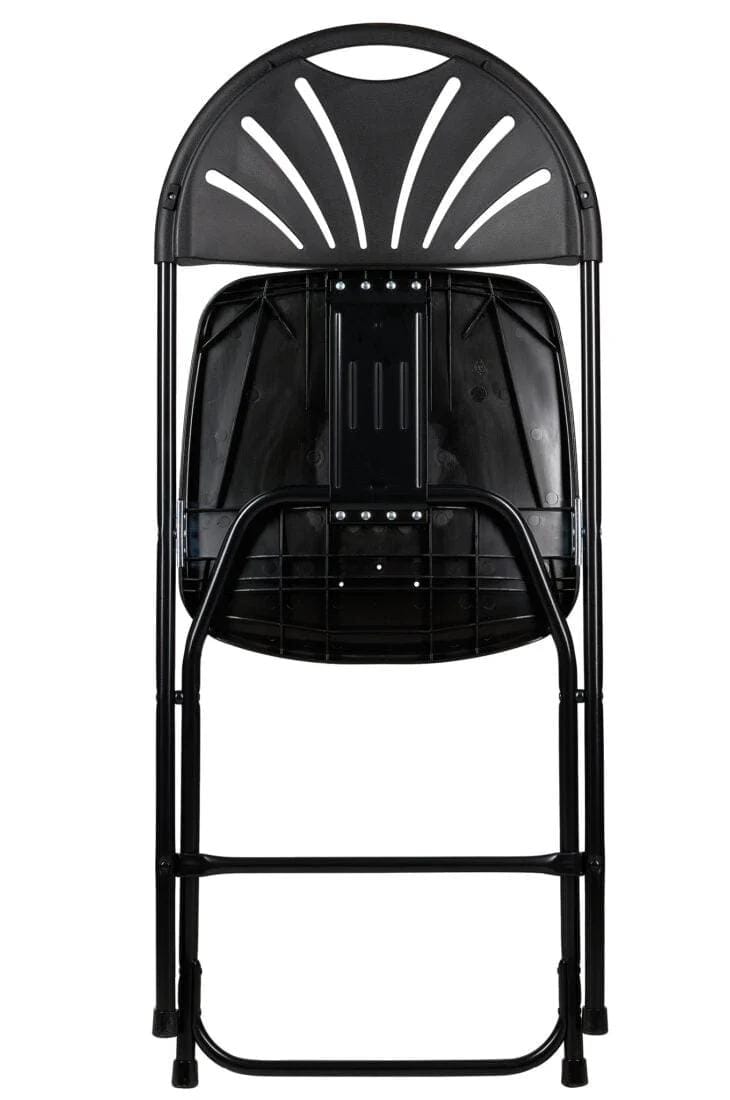 Chivari 200 Pack Black Fan Back Folding Chair (Steel-Poly Chair) CFPB-FAN-CX-T-200