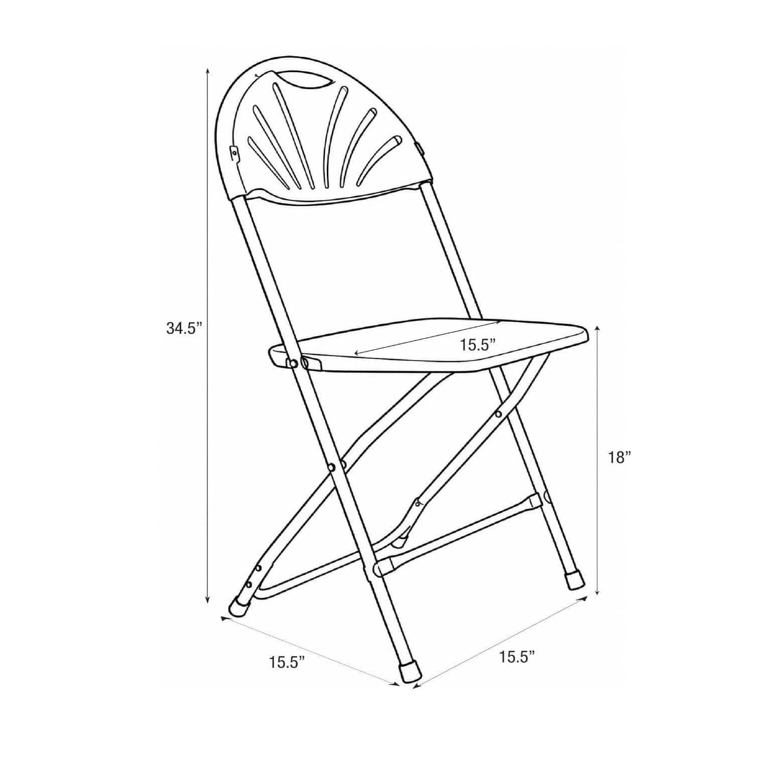 Chivari 200 Pack Black Fan Back Folding Chair (Steel-Poly Chair) CFPB-FAN-CX-T-200