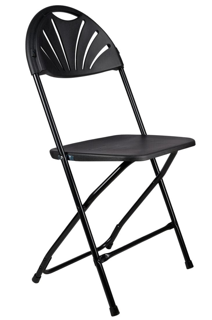 Chivari Black Fan Back Folding Chair (Steel-Poly Chair) CFPB-FAN-CX-T