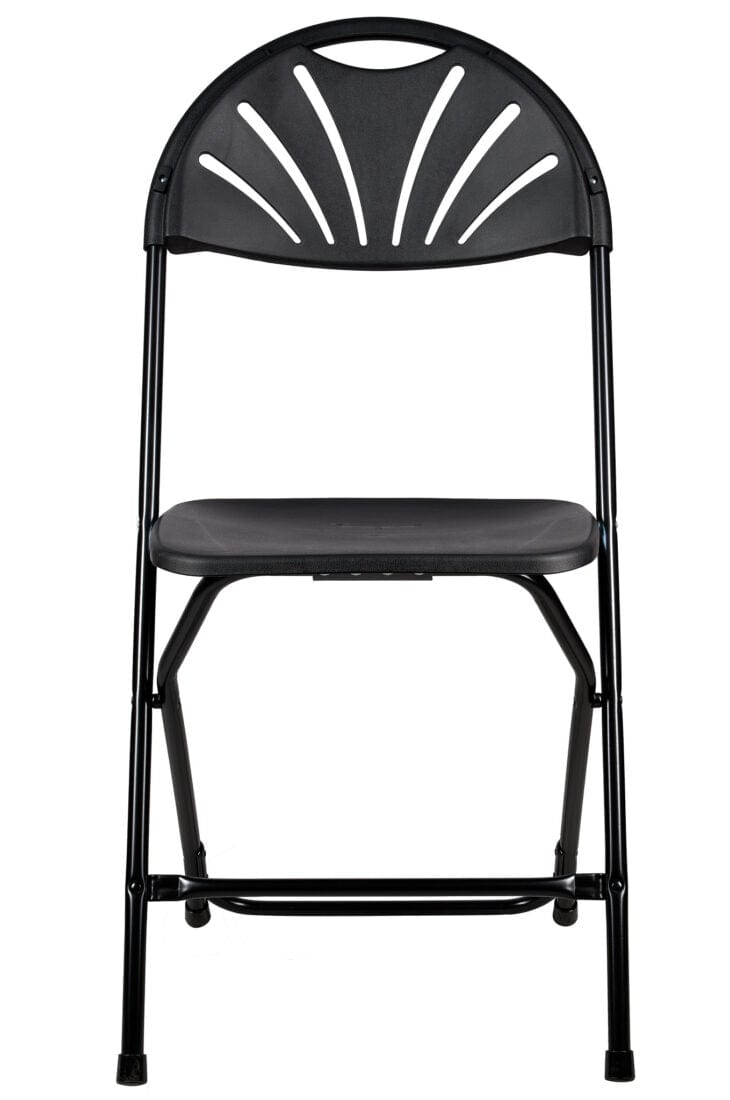 Chivari Black Fan Back Folding Chair (Steel-Poly Chair) CFPB-FAN-CX-T