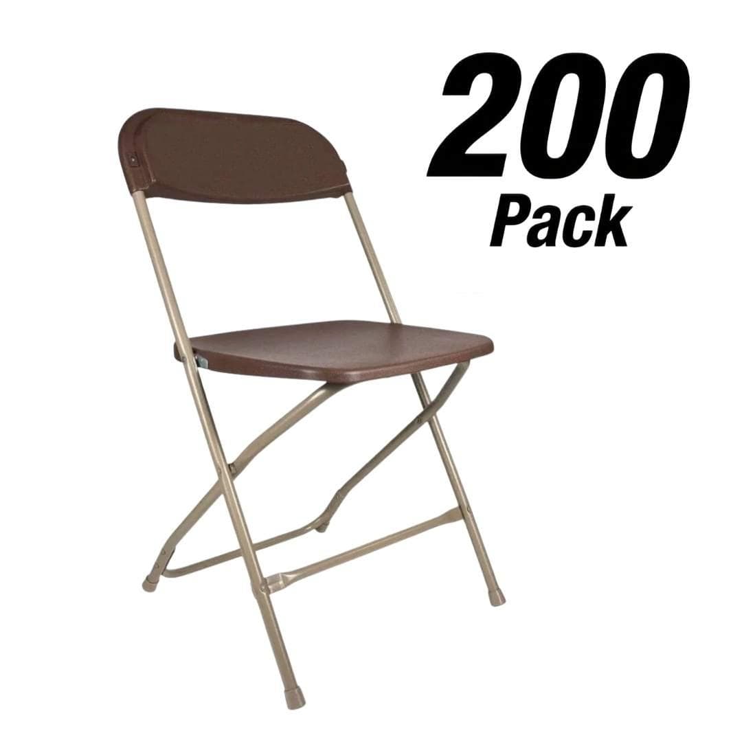 Chivari 200 Pack Brown Steel Poly Folding Chairs CFPBR-CXI-200