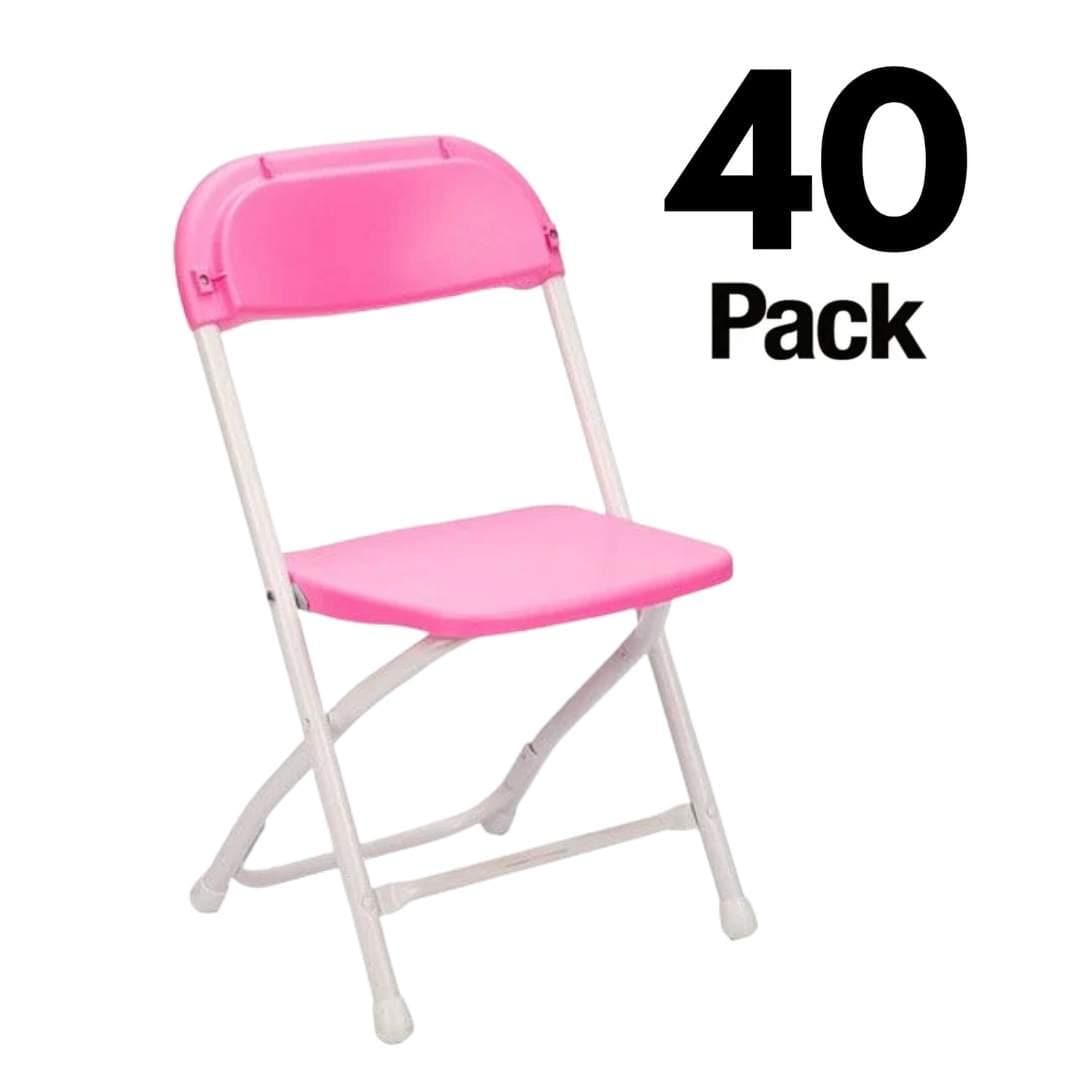 Chivari 40 Pack Kids Pink Folding Chairs CFPP-KID-AX-T-40