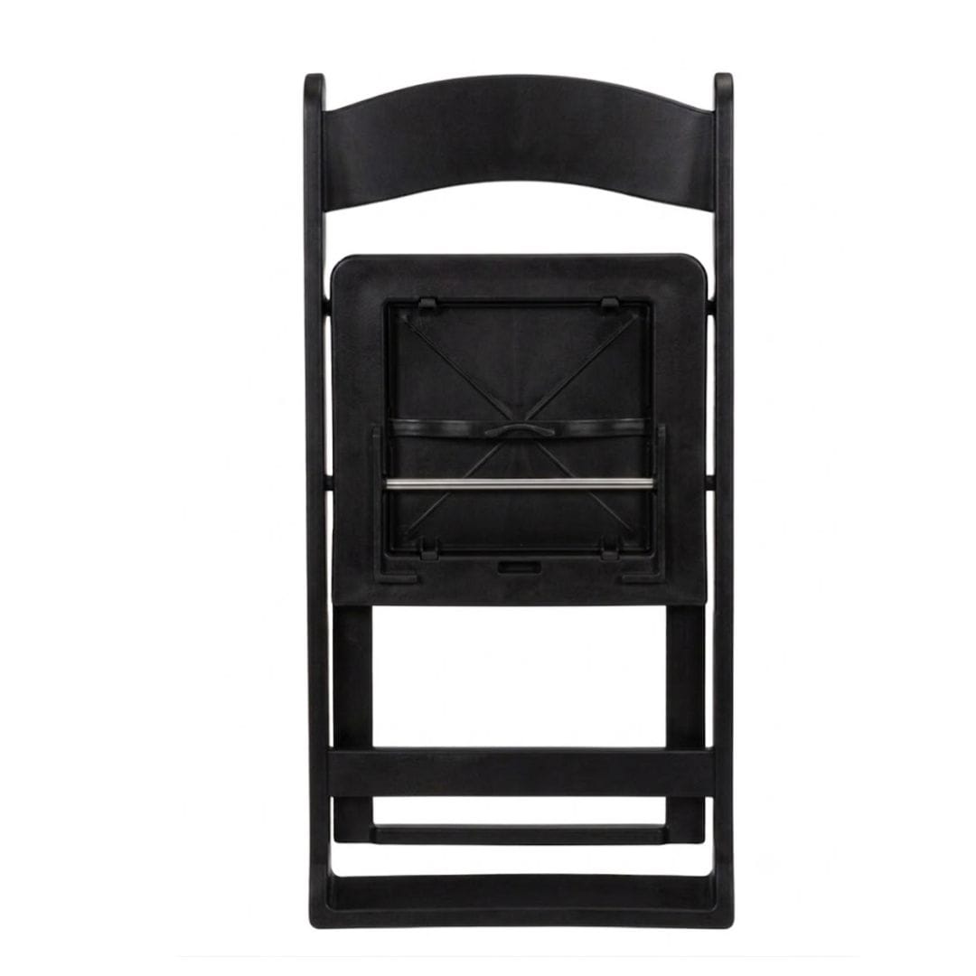 ChairMates Black Grass and Sand Series Resin Folding Chair with Black Vinyl Cushion and Stainless Steel Hardware CFRBGS-AX-T