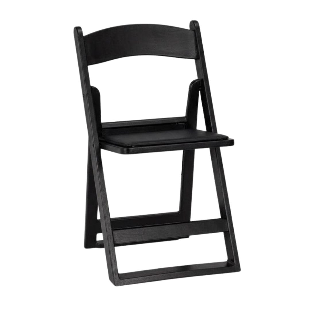 ChairMates Black Grass and Sand Series Resin Folding Chair with Black Vinyl Cushion and Stainless Steel Hardware CFRBGS-AX-T