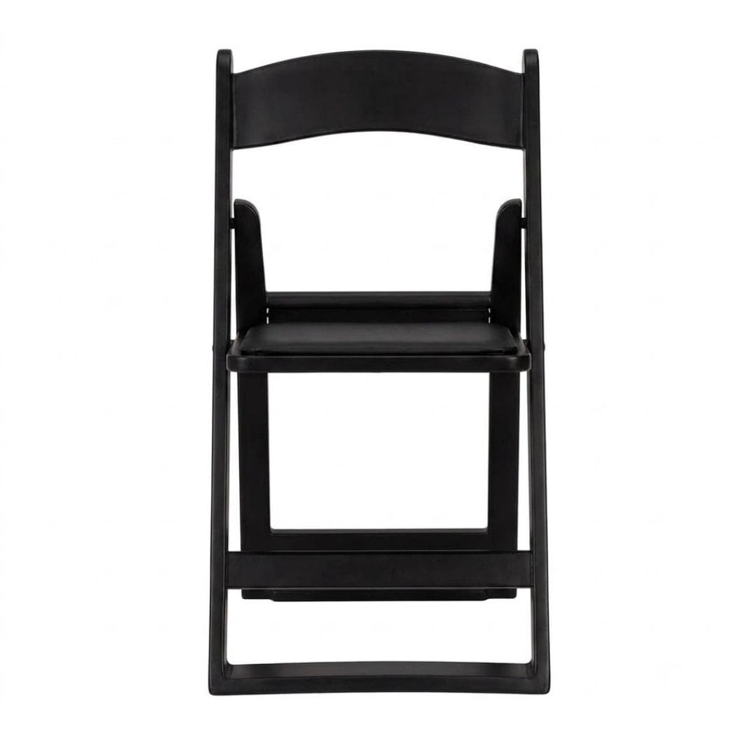 ChairMates Black Grass and Sand Series Resin Folding Chair with Black Vinyl Cushion and Stainless Steel Hardware CFRBGS-AX-T