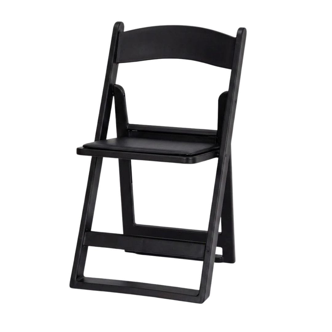 ChairMates Black Grass and Sand Series Resin Folding Chair with Black Vinyl Cushion and Stainless Steel Hardware CFRBGS-AX-T